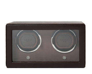 WOLF Cub Double Watch Winder with Cover | Brown