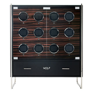 WOLF Roadster 12 Piece Watch Winder Cabinet | Black