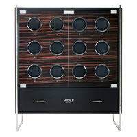 WOLF Roadster 12 Piece Watch Winder Cabinet | Black