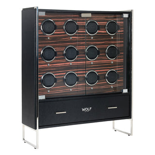 WOLF Roadster 12 Piece Watch Winder Cabinet | Black