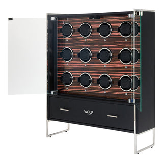 WOLF Roadster 12 Piece Watch Winder Cabinet | Black