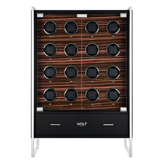 WOLF Roadster 16 Piece Watch Winder Cabinet | Black