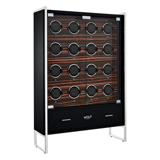 WOLF Roadster 16 Piece Watch Winder Cabinet | Black