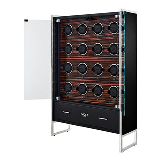 WOLF Roadster 16 Piece Watch Winder Cabinet | Black