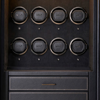 WOLF Athos 8 Piece Watch Winder Safe | Black