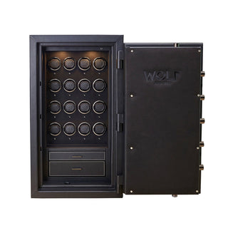 WOLF Athos 16 Piece Watch Winder Safe | Black
