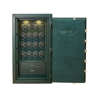 WOLF Athos 16 Piece Watch Winder Safe | Green