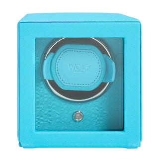 WOLF Cub Single Watch Winder with Cover | Turquoise