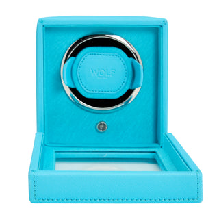 WOLF Cub Single Watch Winder with Cover | Turquoise