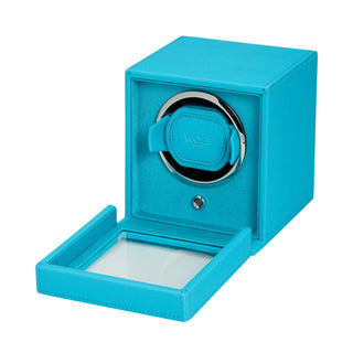 WOLF Cub Single Watch Winder with Cover | Turquoise