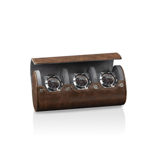 Vintage 3 Watch Roll Brown