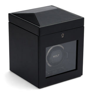 WOLF British Racing Single Watch Winder with Storage | Black