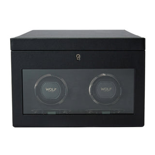 WOLF British Racing Double Watch Winder with Storage | Black
