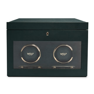 WOLF British Racing Double Watch Winder with Storage | Green