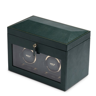 WOLF British Racing Double Watch Winder with Storage | Green