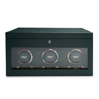WOLF British Racing Triple Watch Winder with Storage | Green