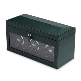 WOLF British Racing Triple Watch Winder with Storage | Green
