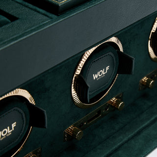 WOLF British Racing Triple Watch Winder with Storage | Green