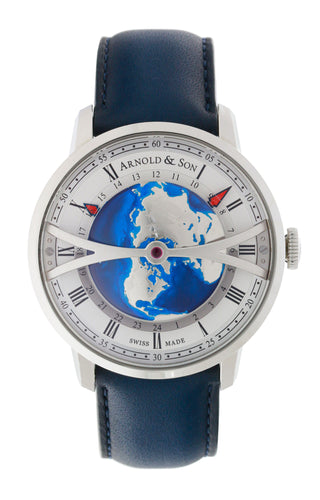 Pre-owned Arnold & Son Globetrotter 42 steel world time at Watchfinder Canada Toronto