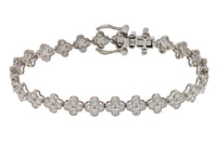 14KT WHITE GOLD LAB DIAMOND CLUSTER TENNIS BRACELET 4.03CT