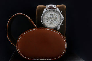 Breitling Bentley 6.75 Steel on Brown Leather Strap White Dial A44362