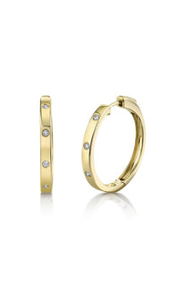 14K YELLOW GOLD HOOP EARRINGS WITH DIAMONDS