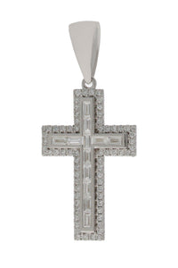 14KT WHITE GOLD LAB GROWN DIAMOND CROSS PENDANT