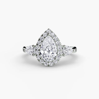 Three-Stone Ring with Halo