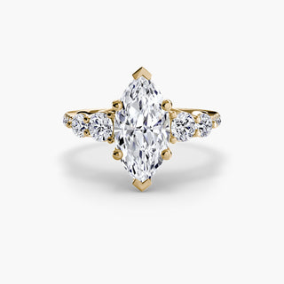 Five Stone Ring with Pavé Band