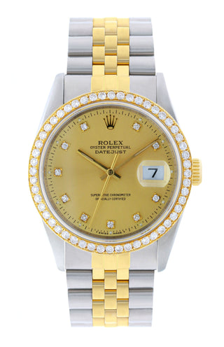 ROLEX DATEJUST 36MM (1991) #16233 (CUSTOM DIAMOND BEZEL / FACTORY DIAMOND DIAL)