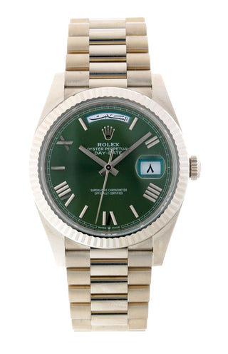 Pre-owned Rolex Day-Date 40 228239 olive green Arabic dial at Watchfinder Canada Toronto