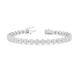 WF 14K WHITE GOLD CLUSTER TENNIS BRACELET WITH DIAMONDS