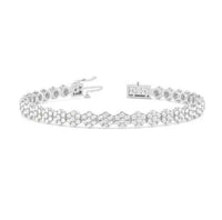 WF 14K WHITE GOLD CLUSTER TENNIS BRACELET WITH DIAMONDS