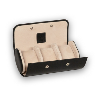 Émile Triple Watch Roll | Black/Cream