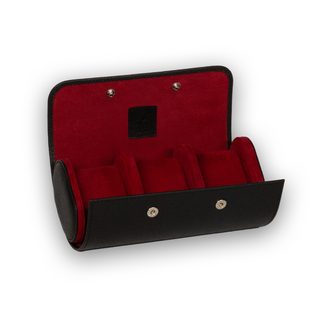 Émile Triple Watch Roll | Black/Crimson