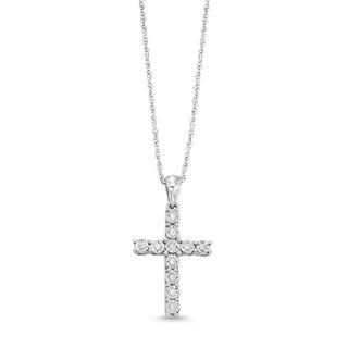 14KT WHITE GOLD LAB GROWN CROSS PENDANT
