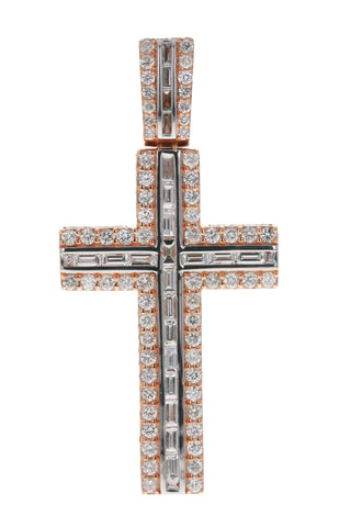 10KT ROSE GOLD CROSS PENDANT 3.77CT