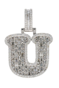 CUSTOM MADE 14KT WHITE GOLD LETTER "U" PENDANT