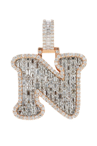 CUSTOM MADE 14KT ROSE GOLD CUSTOM MADE LETTER "N" PENDANT 1.78