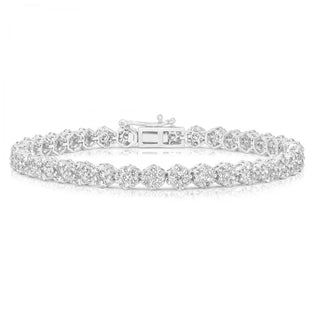 14KT WHITE GOLD LAB DIAMOND CLUSTER TENNIS BREACELET 4.60CT