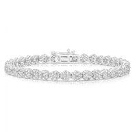 14KT WHITE GOLD LAB DIAMOND CLUSTER TENNIS BREACELET 4.60CT