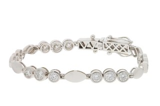WF 14KT WHITE GOLD CUSTOM LAB DIAMOND BRACELET 4.65CT