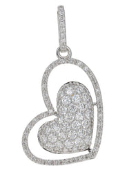 14KT WHITE GOLD LAB GROWN DIAMOND DOUBLE HEART PENDANT